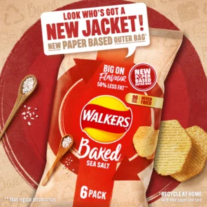 Walkers Baked Salted Crisps Multipack 6 x 22g Low Fat Crisps UK akworldmart