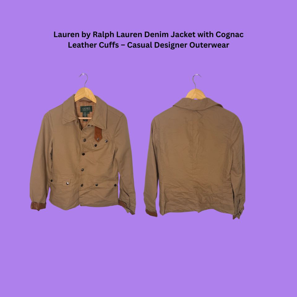 Lauren by Ralph Lauren Denim Jacket with Leather Cuffs – Men’s Casual Jacket UK | AK World Mart