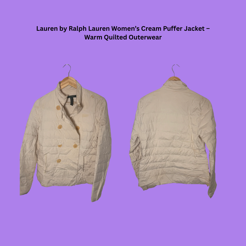 Lauren by Ralph Lauren Women’s Cream Puffer Jacket – Cozy Quilted Jacket UK | AK World Mart