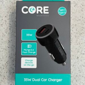 CORE Essentials 35W Dual Car Charger Type-C & USB Fast Charge PD QC3.0 | AK World Mart UK