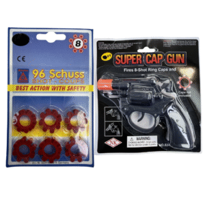Toy Cap Gun Revolver 8 Shot + 96 Shot Ring Caps Set Kids Play Outdoor UK