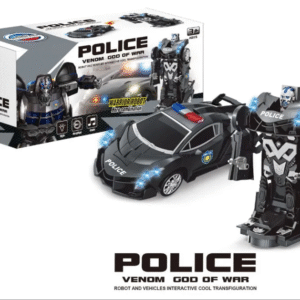 Toy Police Car Transform Robot with Sound & Lights – Kids Transformer Robot Car Toy | AK World Mart UK