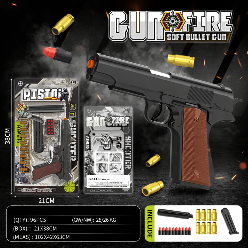 Soft Bullet Gun for Kids – Foam Dart Toy Pistol Shooting Play Set with Shells & Magazine | AK World Mart UK