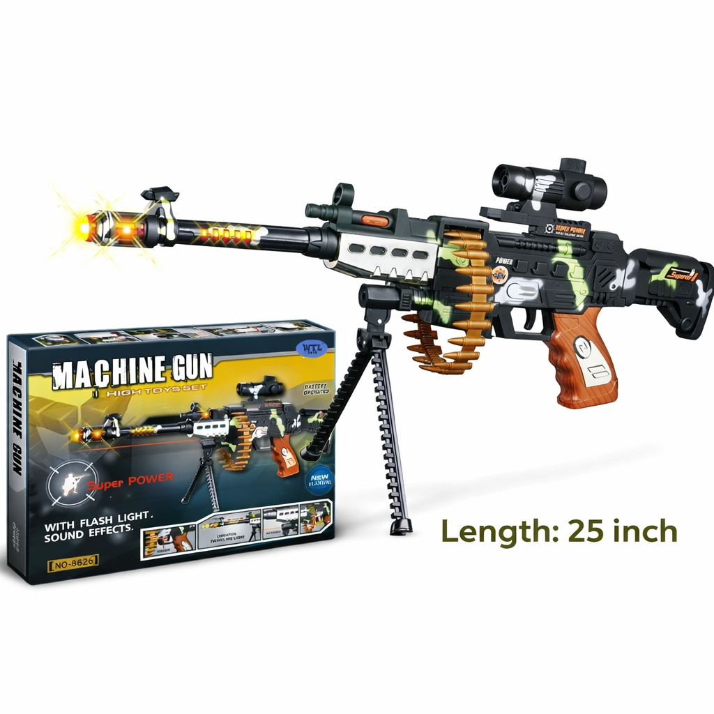 Kids Electric Toy Machine Gun with Sound Light & Vibration Tactical 12 Piece Combat Set AK World Mart UK