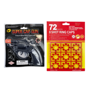 Toy Cap Gun Revolver 8 Shot + 96 Shot Ring Caps Set Kids Play Outdoor UK (1)