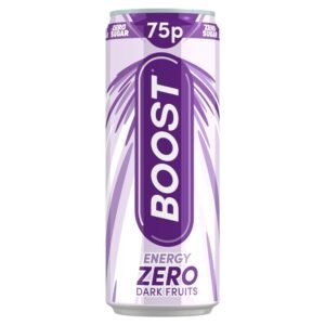 Boost Energy Drink Zero Sugar Dark Fruits 24 x 250ml cans (price-marked £0.75 each)
