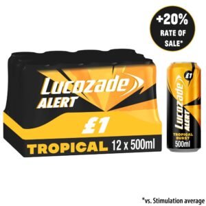 Lucozade Alert Tropical Burst Energy Drink 12 x 500ml units (price-marked £1.00 each)
