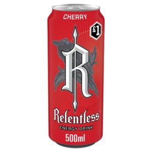 Relentless Cherry Energy Drink 12 x 500ml cans (price-marked £1.00 each)