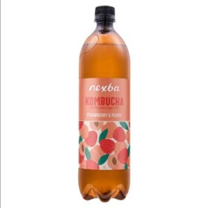 Nexba Strawberry & Peach Kombucha Drink 1 Litre | UK Seller