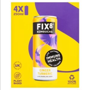 FIX8 Kombucha Ginger Turmeric 4 x 250ml | UK Seller