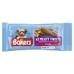 BAKERS Meaty Twists Medium Beef Dog Chews 180g | UK Seller product pack