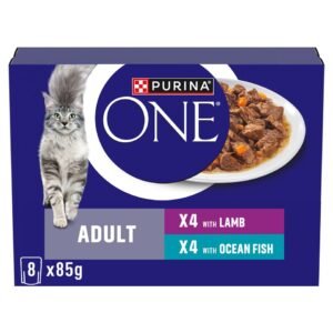 PURINA ONE Mini Fillets Ocean Fish and Lamb Wet Cat Food 8x85g | UK Seller product pack