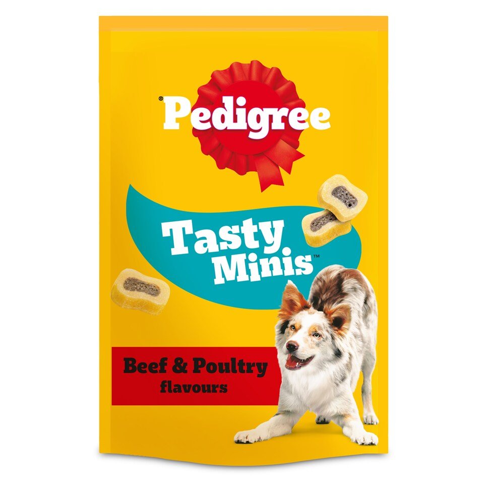 Pedigree Tasty Minis Adult Dog Treat Slices Beef & Poultry 155g | UK Seller product pack