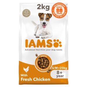 Iams Senior Dog Dry Food Small/Medium Breed With Fresh Chicken 2kg | UK Seller product pack
