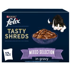 FELIX Tasty Shreds Mixed Selection in Gravy Wet Cat Food 12x80g | UK Seller product pack