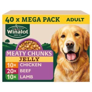 WINALOT Meaty Chunks Mixed in Jelly Wet Dog Food 40x100g | UK Seller product pack