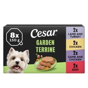 Cesar Garden Terrine Wet Dog Food Tray Mixed in Loaf 8x150g | UK Seller product pack
