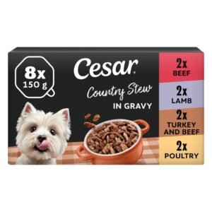 Cesar Country Stew Wet Dog Food Tray Poultry, Beef & Lamb in Gravy 8x150g | UK Seller product pack