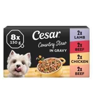Cesar Country Stew Wet Dog Food Tray Beef, Lamb & Chicken in Gravy 8x150g | UK Seller product pack