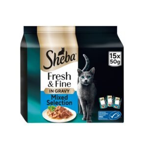 Sheba Fresh & Fine Wet Cat Food Pouches Fish in Gravy 15x50g | UK Seller product pack