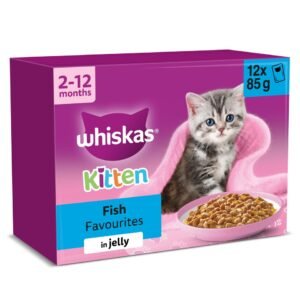 Whiskas Kitten Wet Cat Food Pouches Fish Favourites in Jelly 12x85g | UK Seller product pack