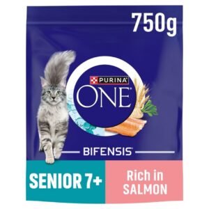 PURINA ONE Senior 7+ Salmon Dry Cat Food 750g | UK Seller product pack