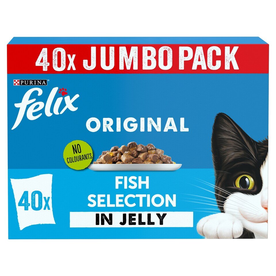 FELIX Original Fish Selection in Jelly Wet Cat Food 40x85g | UK Seller product pack