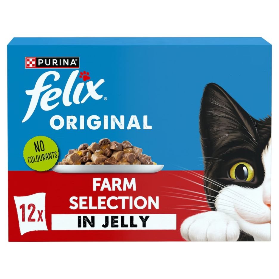 FELIX ORIGINAL Farm Selection in Jelly Wet Cat Food 12x85g | UK Seller product pack