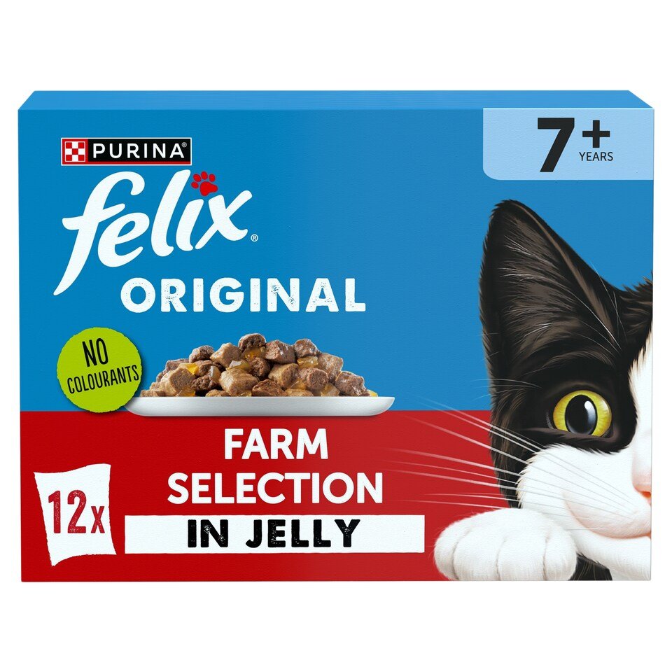 FELIX ORIGINAL Senior Farm Selection in Jelly Wet Cat Food 12x85g | UK Seller product pack