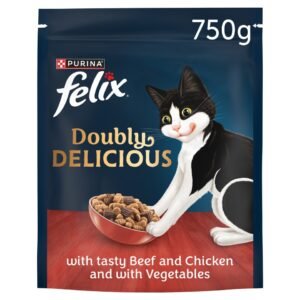 FELIX Doubly Delicious Beef, Chicken & Veg Dry Cat Food 750g | UK Seller product pack