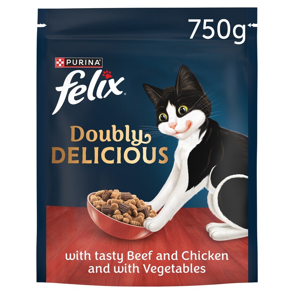 FELIX Doubly Delicious Beef, Chicken & Veg Dry Cat Food 750g | UK Seller product pack