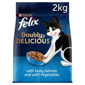 FELIX Doubly Delicious Salmon & Vegetables Dry Cat Food 2kg | UK Seller product pack