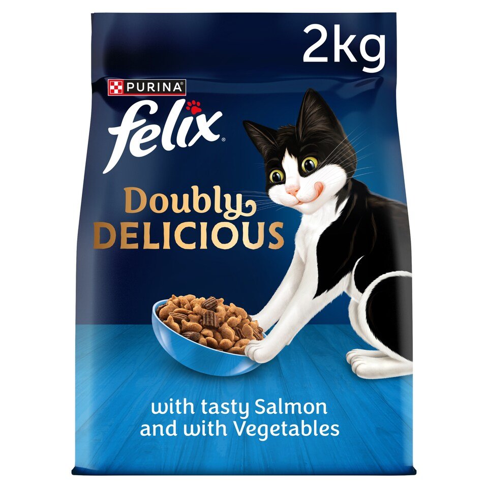 FELIX Doubly Delicious Salmon & Vegetables Dry Cat Food 2kg | UK Seller product pack
