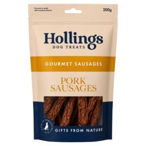 Hollings Pork Sausages Natural Dog Treats 200g | UK Seller product pack