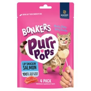 Bonkers Purr Pops Freeze-Dried Cat Treats - Lip Smackin' Salmon 4 Pack 5.6g | UK Seller product pack