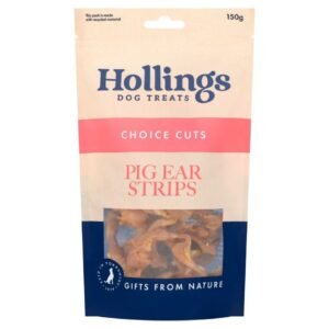 Hollings Pig Ear Strips Natural Dog Treats 150g | UK Seller product pack