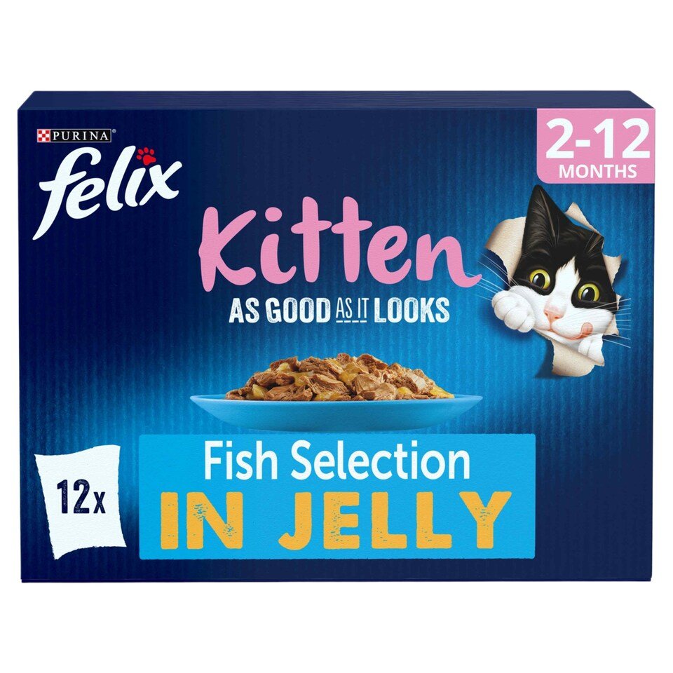 Felix As Good As it Looks Kitten Fish in Jelly Wet Cat Food 12x85g | UK Seller product pack