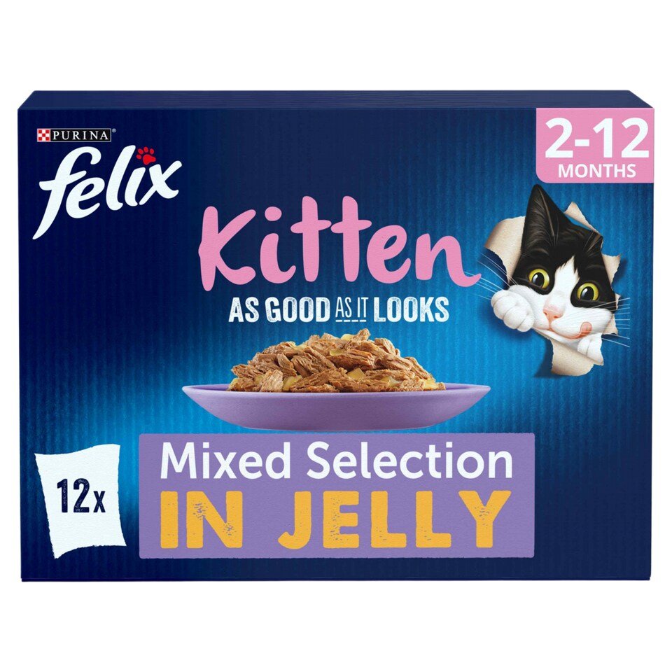Felix As Good As it Looks Kitten Mixed in Jelly Wet Cat Food 12x85g | UK Seller product pack