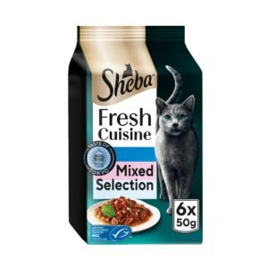 SHEBA Fresh Cuisine Taste of Tokyo Wet Cat Food Pouches with Salmon & Tuna & Whitefish in Gravy 6x50g | UK Seller product pack