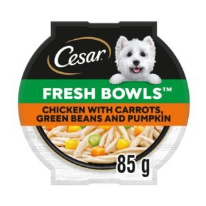 CESAR Wet Dog Food Fresh bowls with Chicken Carrots Green Beans and Pumpkin in Gravy 85g | UK Seller product pack
