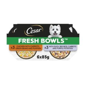 CESAR Wet Dog Food Fresh Bowls mixed selection of Poultry and Fresh Vegetables 6 x 85g | UK Seller product pack
