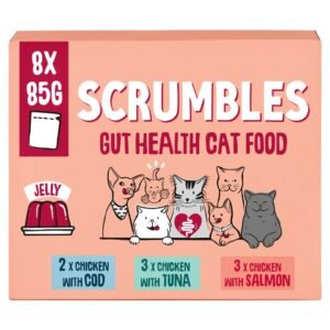 Scrumbles Grain Free Wet Cat Food Fish Selection Jelly Recyclable Pouch 8x85g | UK Seller product pack