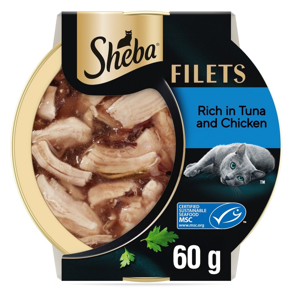 SHEBA Filets Adult Wet Cat Food Tray with Chicken & Tuna in Gravy 60g | UK Seller product pack