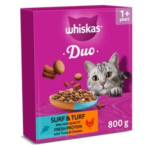 WHISKAS 1+ DUO Surf & Turf Dry Cat Food Biscuits 800g | UK Seller product pack