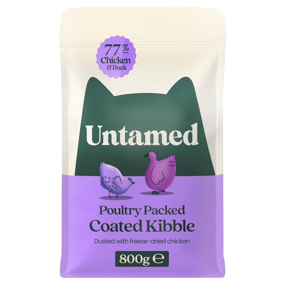 Untamed Coated Kibble Chicken and Duck Cat Food 800g | UK Seller product pack