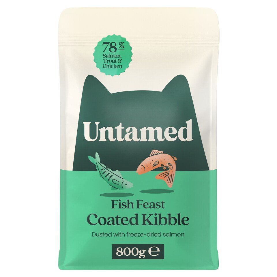 Untamed Coated Kibble Salmon and Trout Cat Food 800g | UK Seller product pack