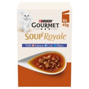 GOURMET Soup Royale with Salmon, Cod & Plaice Wet Cat Food 6x45g | UK Seller product pack