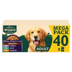 WINALOT Monday Meaty Casseroles Chicken, Turkey, Duck in Gravy Wet Dog Food 40 x 85g | UK Seller product pack