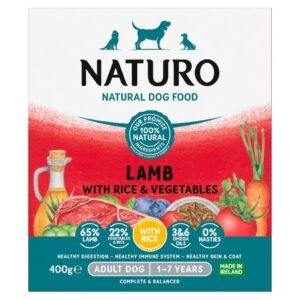 Naturo Adult Lamb & Rice Vegetable Dog Food Tray 400G | UK Seller product pack