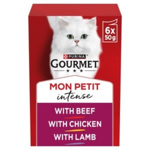 GOURMET Mon Petit Meaty Variety Beef; Chicken; Lamb Wet Cat Food 6x50g | UK Seller product pack